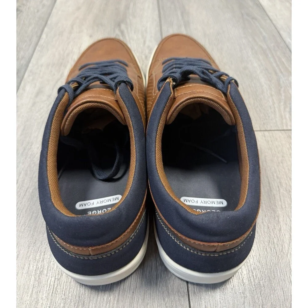 George Men’s Brown Casual Sneakers Memory Foam Size 10.5 Lace Up Comfort Shoes